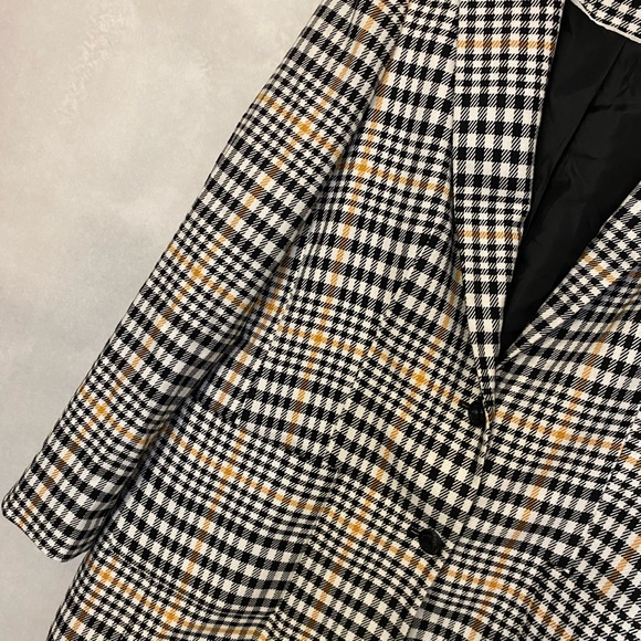 Karl Lagerfeld Plaid Checkered Blazer Coat – Yellow • Black • White (NWOT) L - Picture 8 of 9